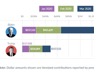 Amount Raised by Presidential Candidates, Jan - Mar 2020