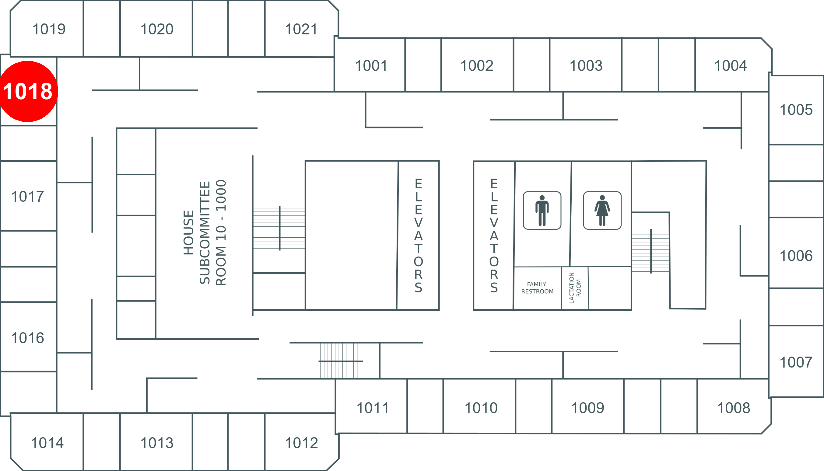 Floor map for room 1018