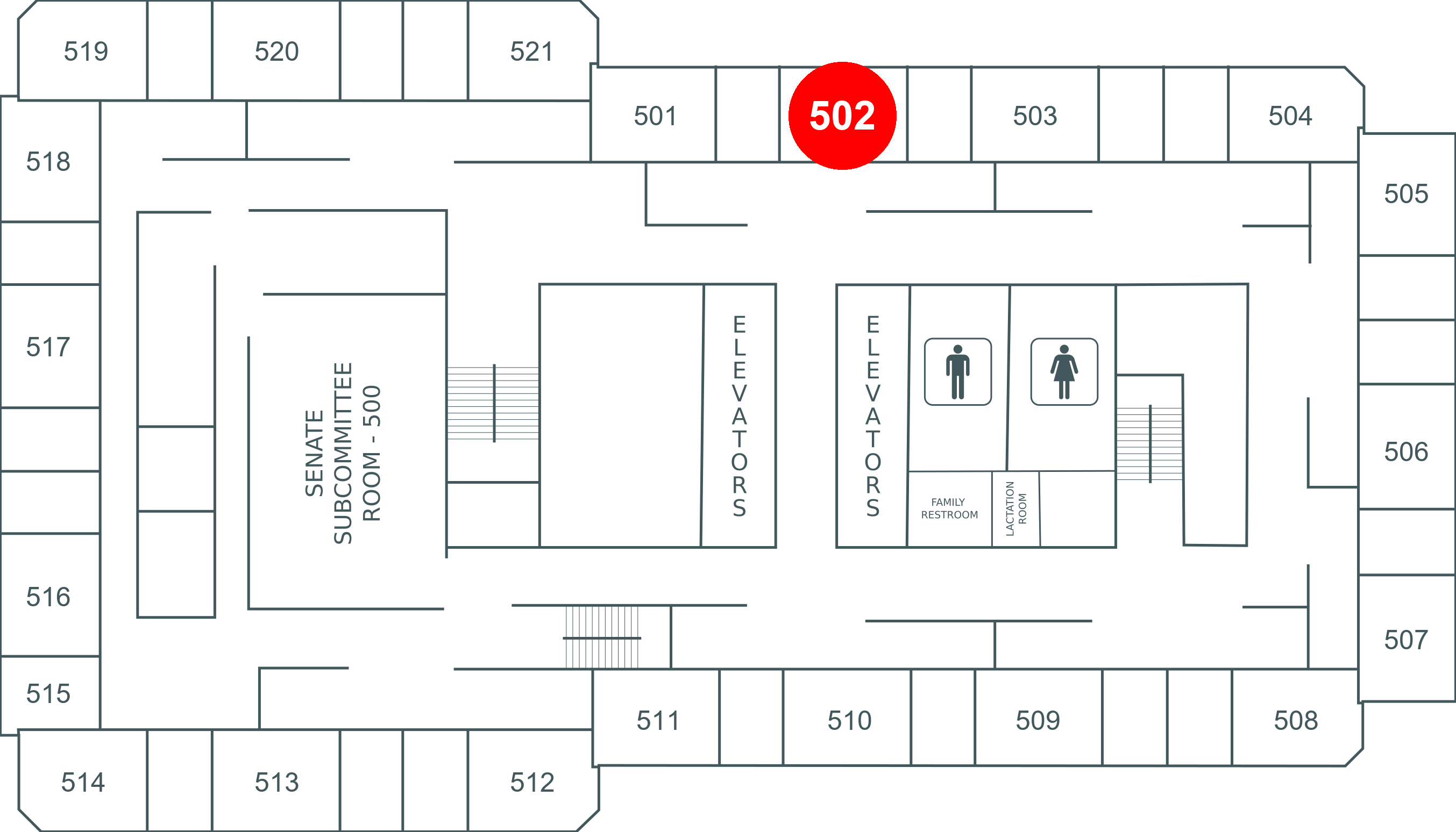 Floor map for room 502