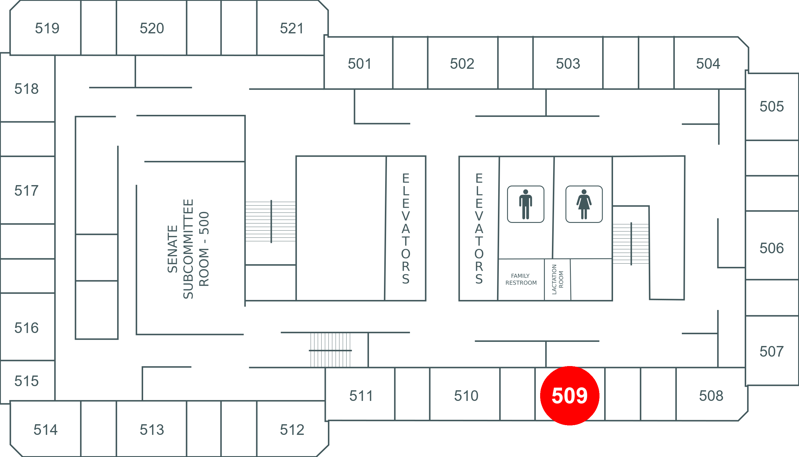 Floor map for room 509