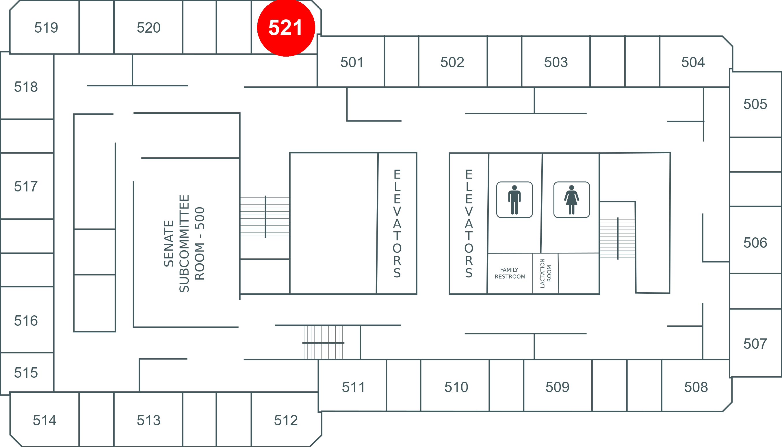 Floor map for room 521
