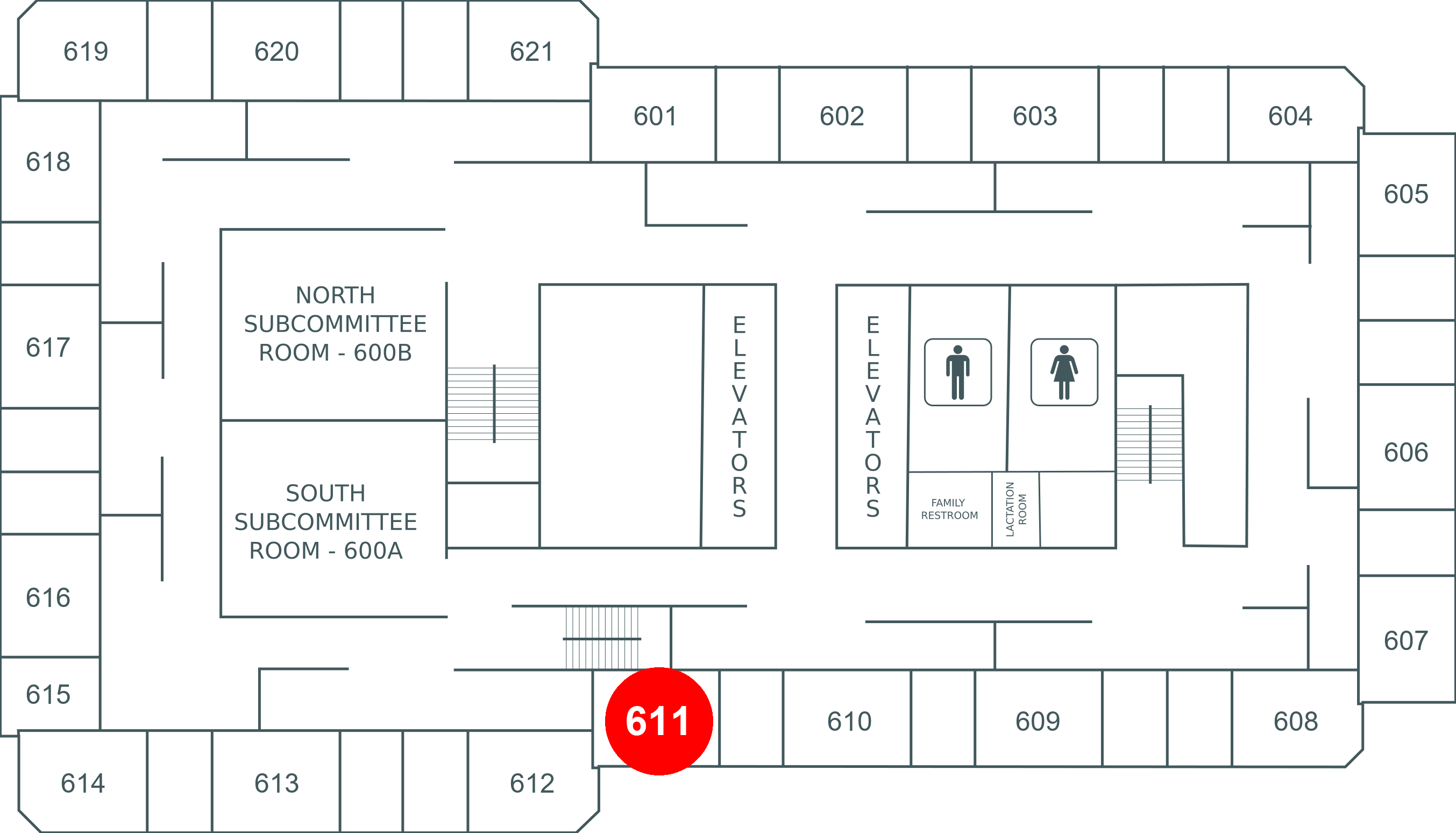 Floor map for room 611