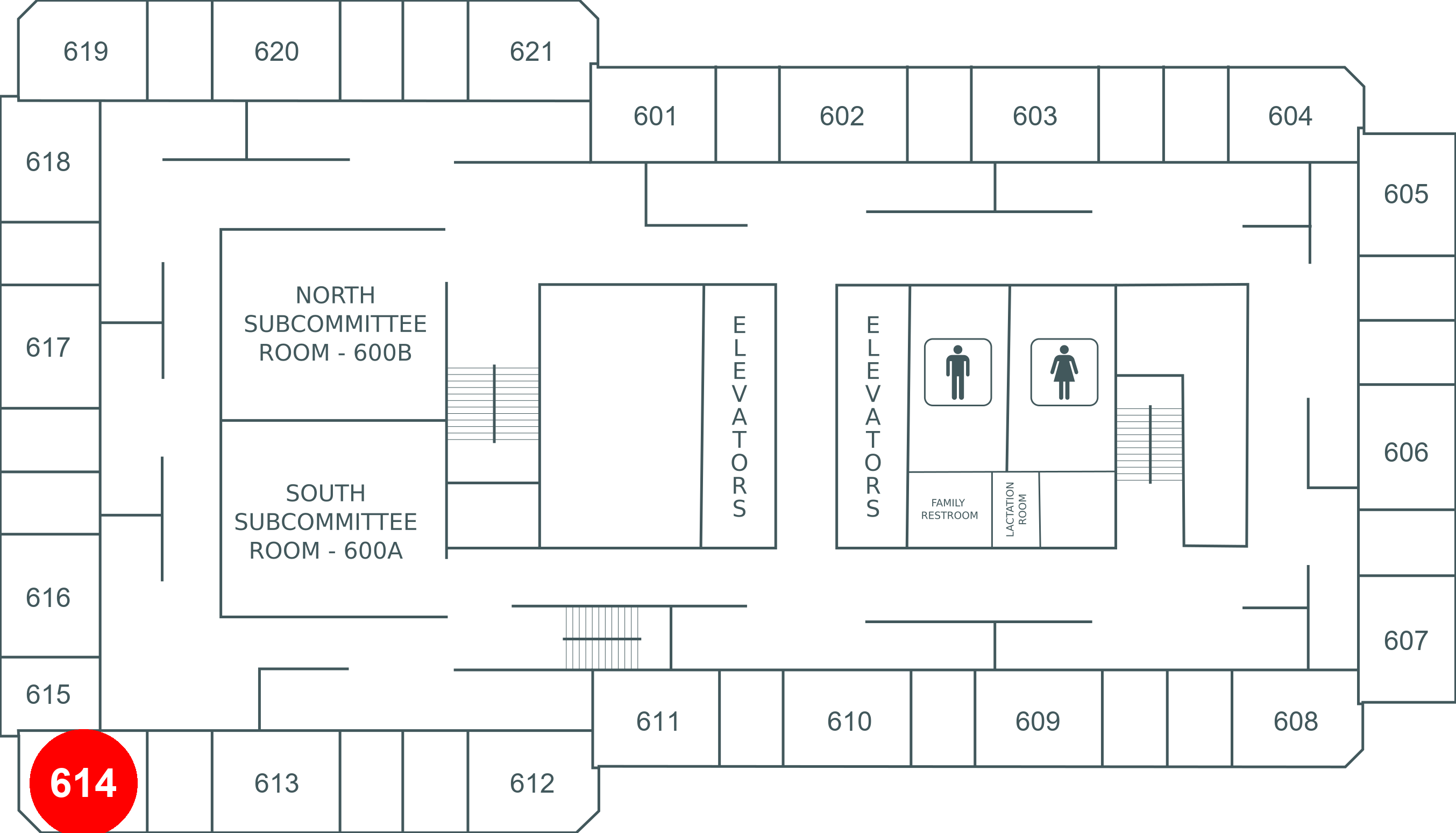 Floor map for room 614