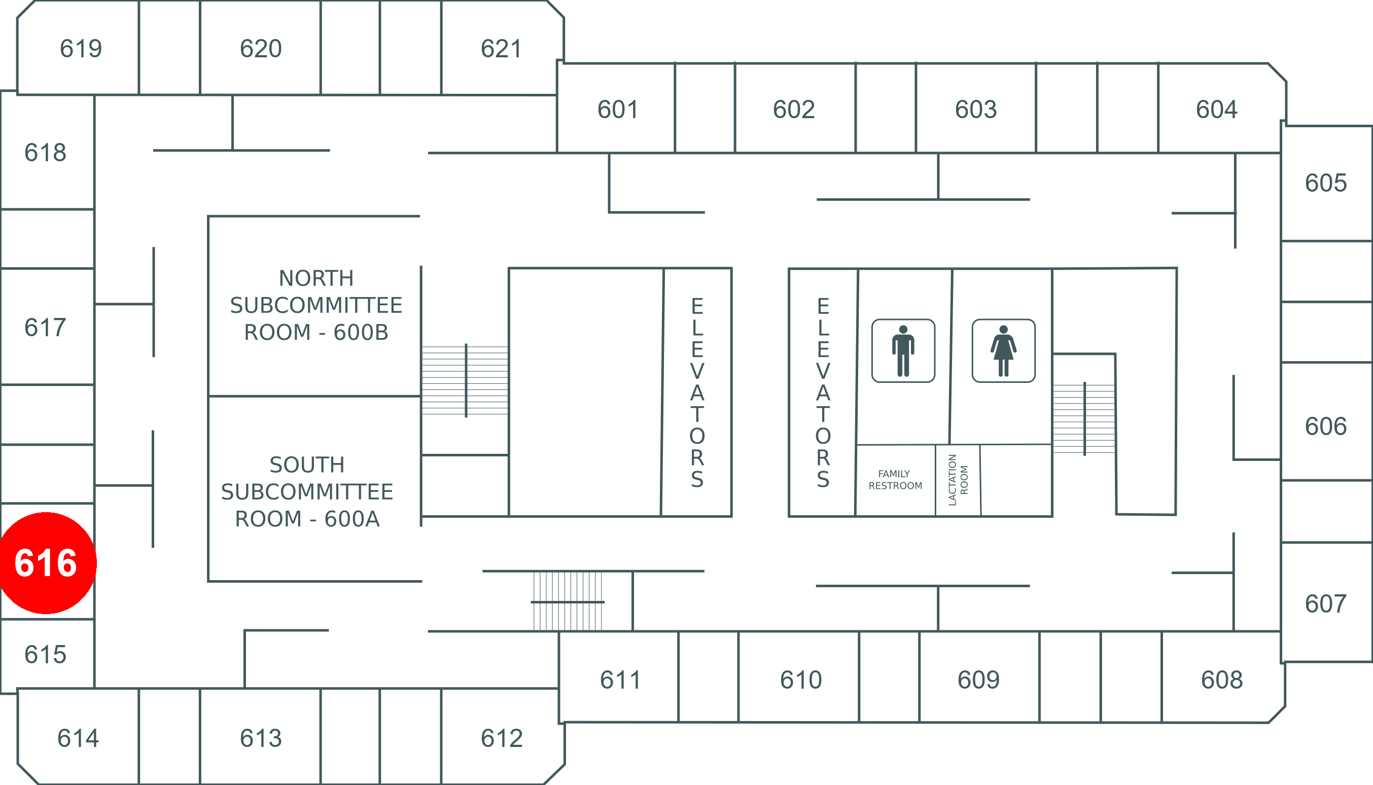 Floor map for room 616