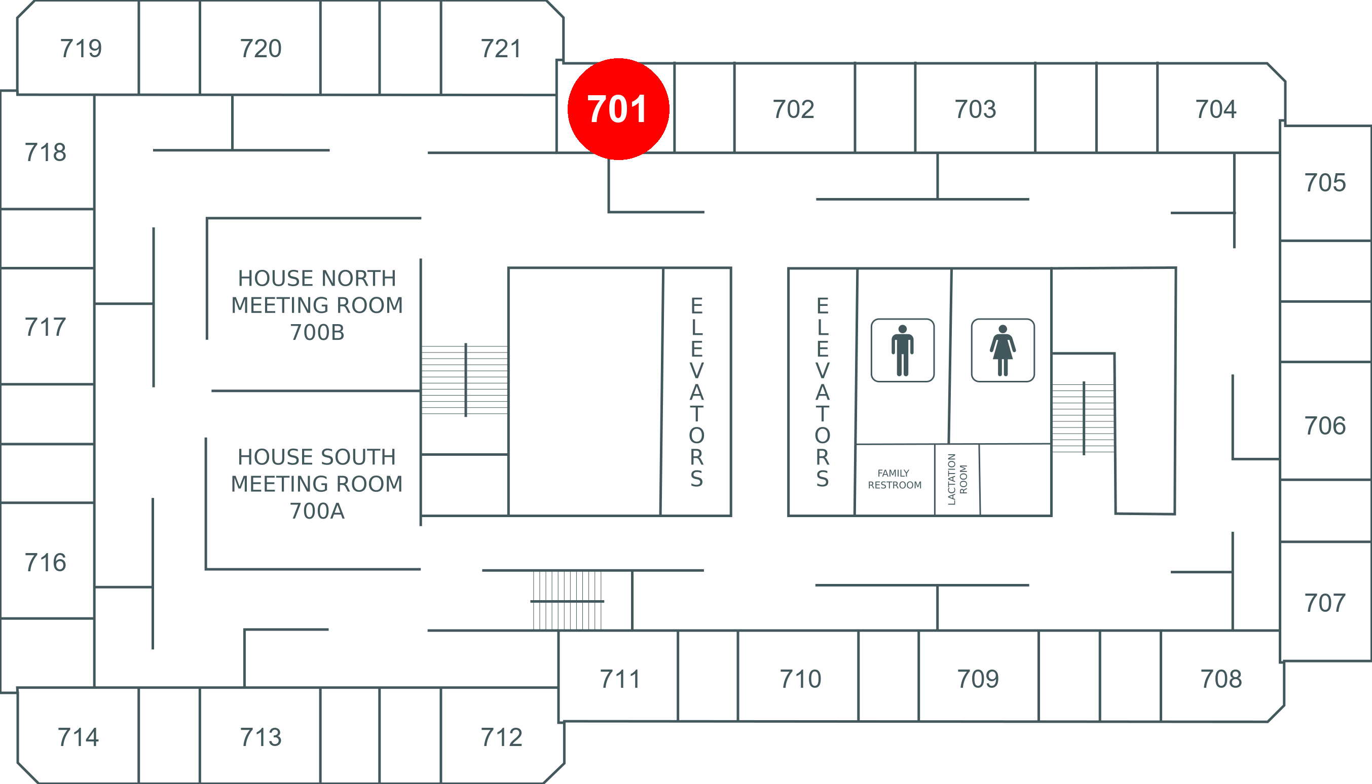 Floor map for room 701
