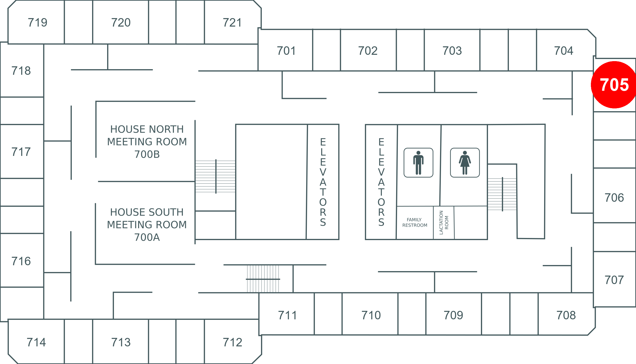 Floor map for room 705