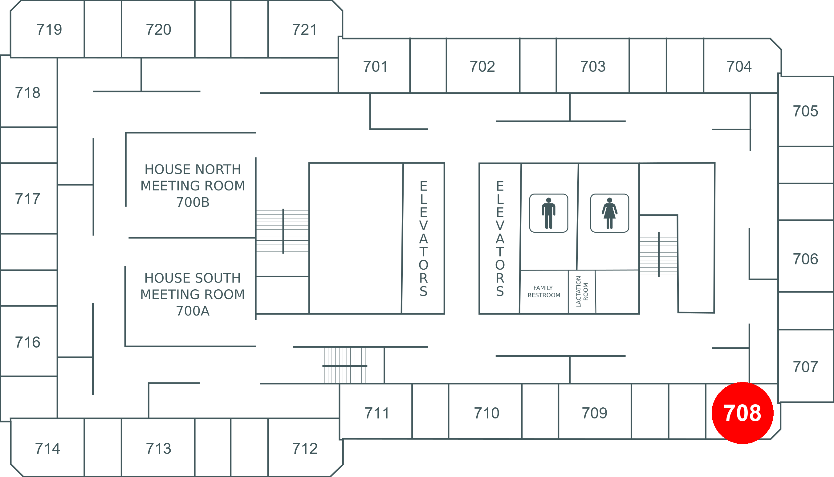 Floor map for room 708