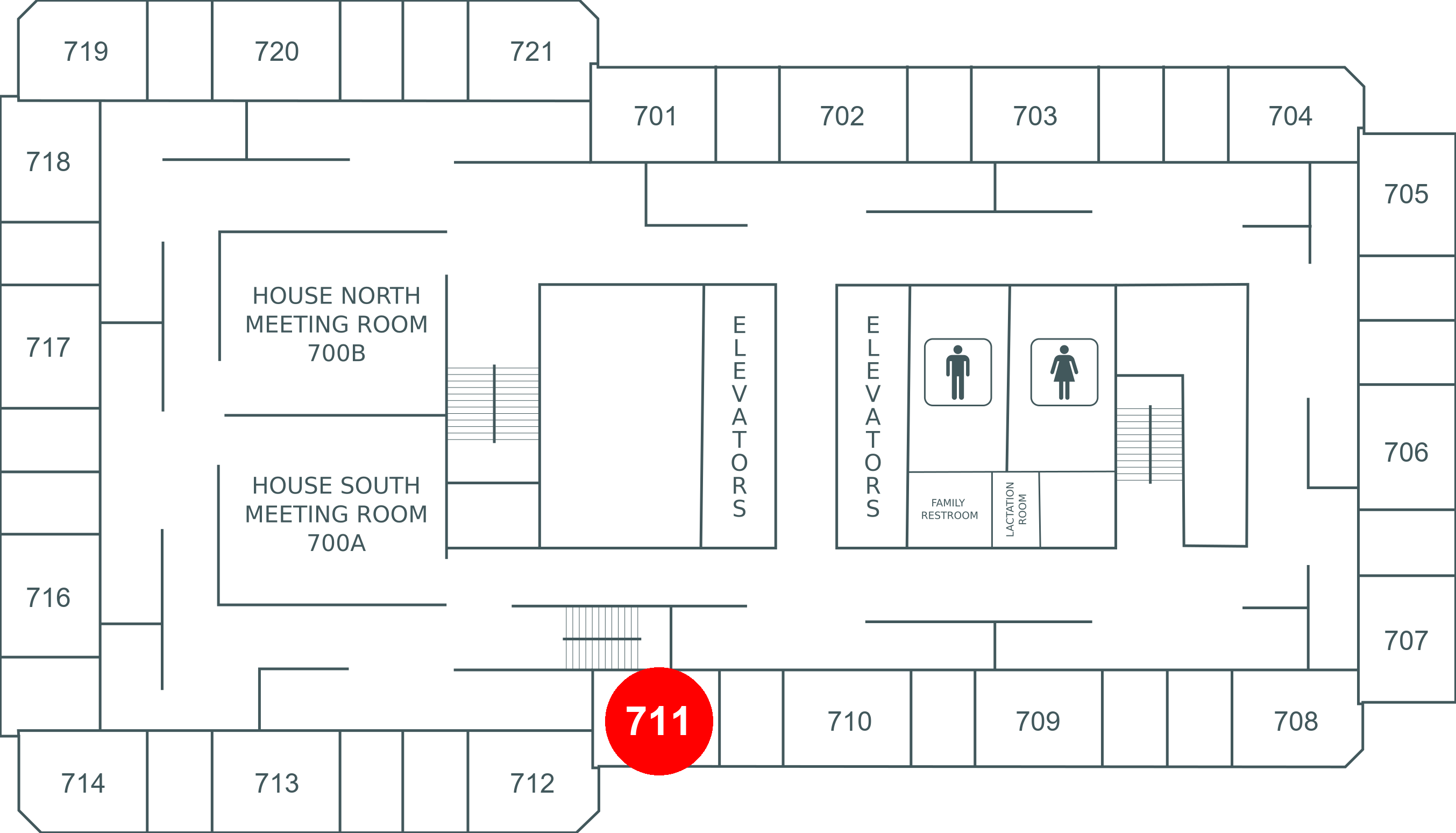 Floor map for room 711