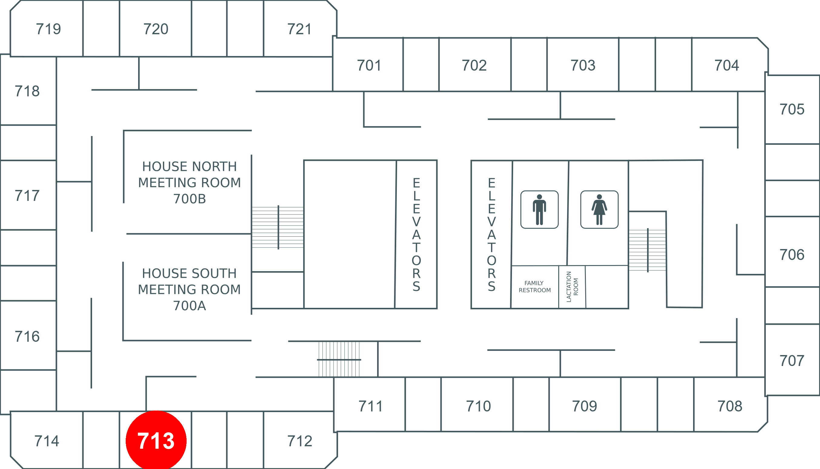 Floor map for room 713
