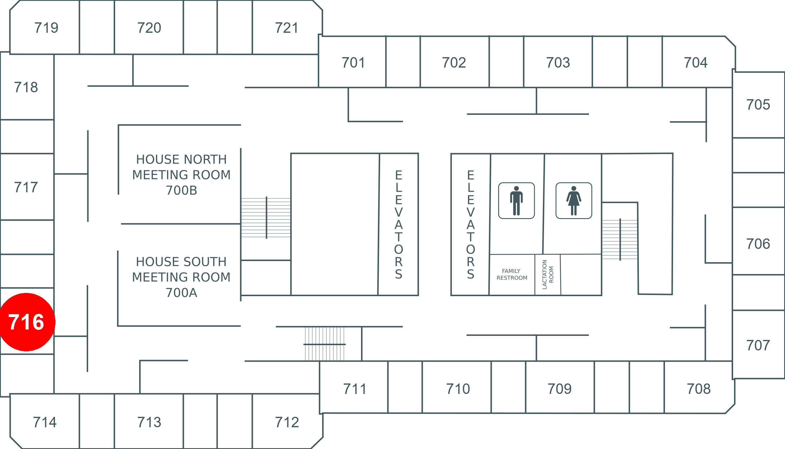 Floor map for room 716