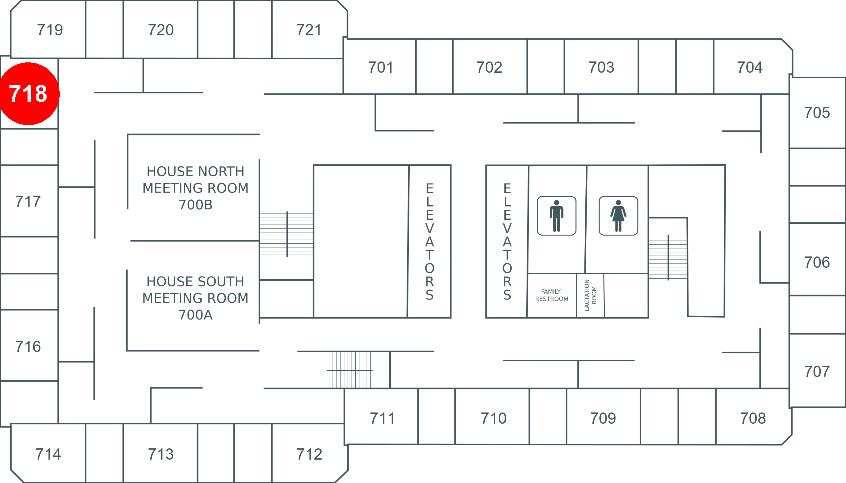 Floor map for room 718