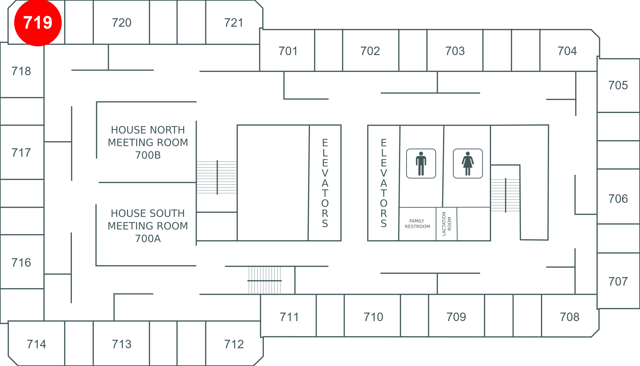 Floor map for room 719