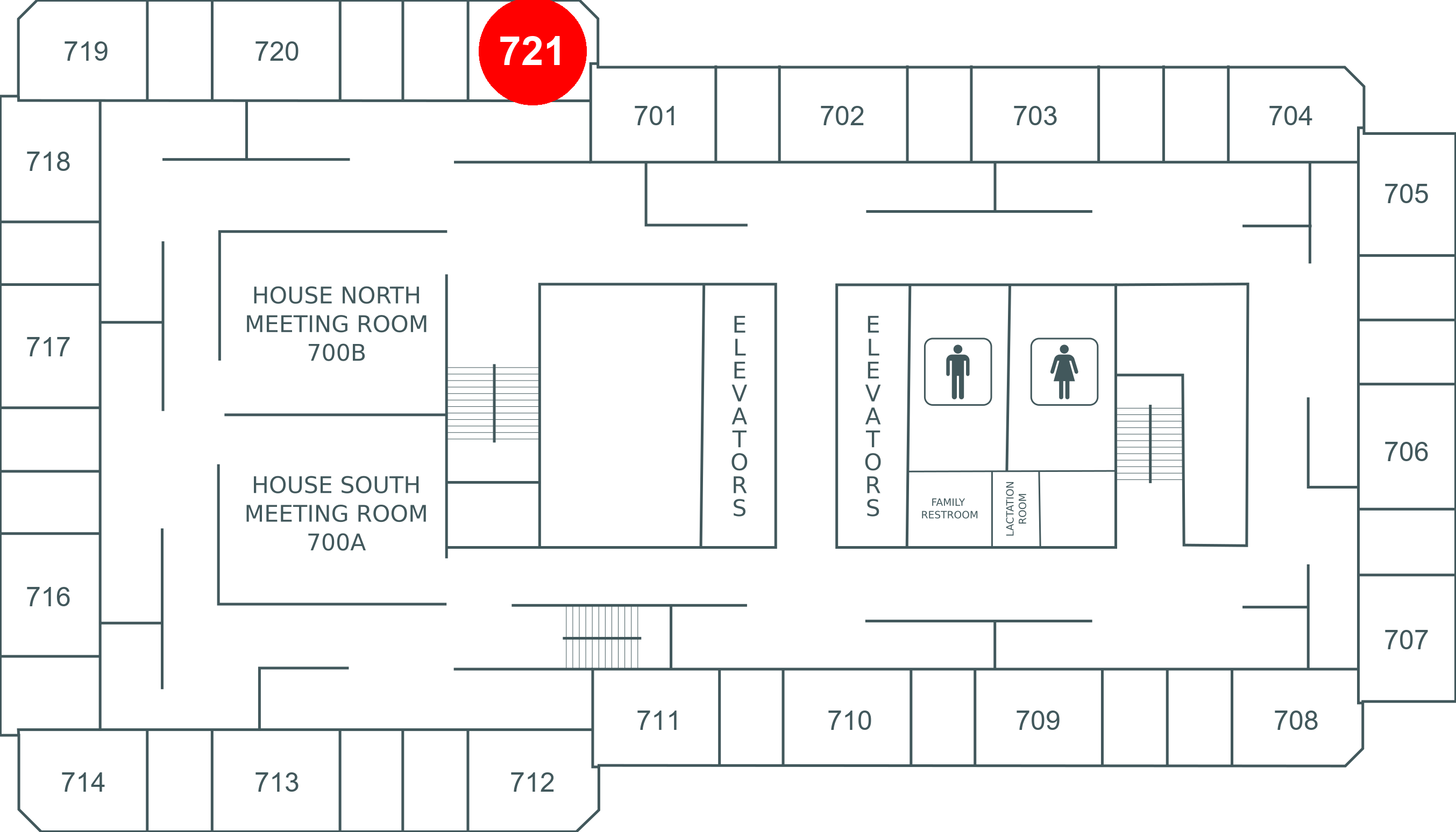 Floor map for room 721
