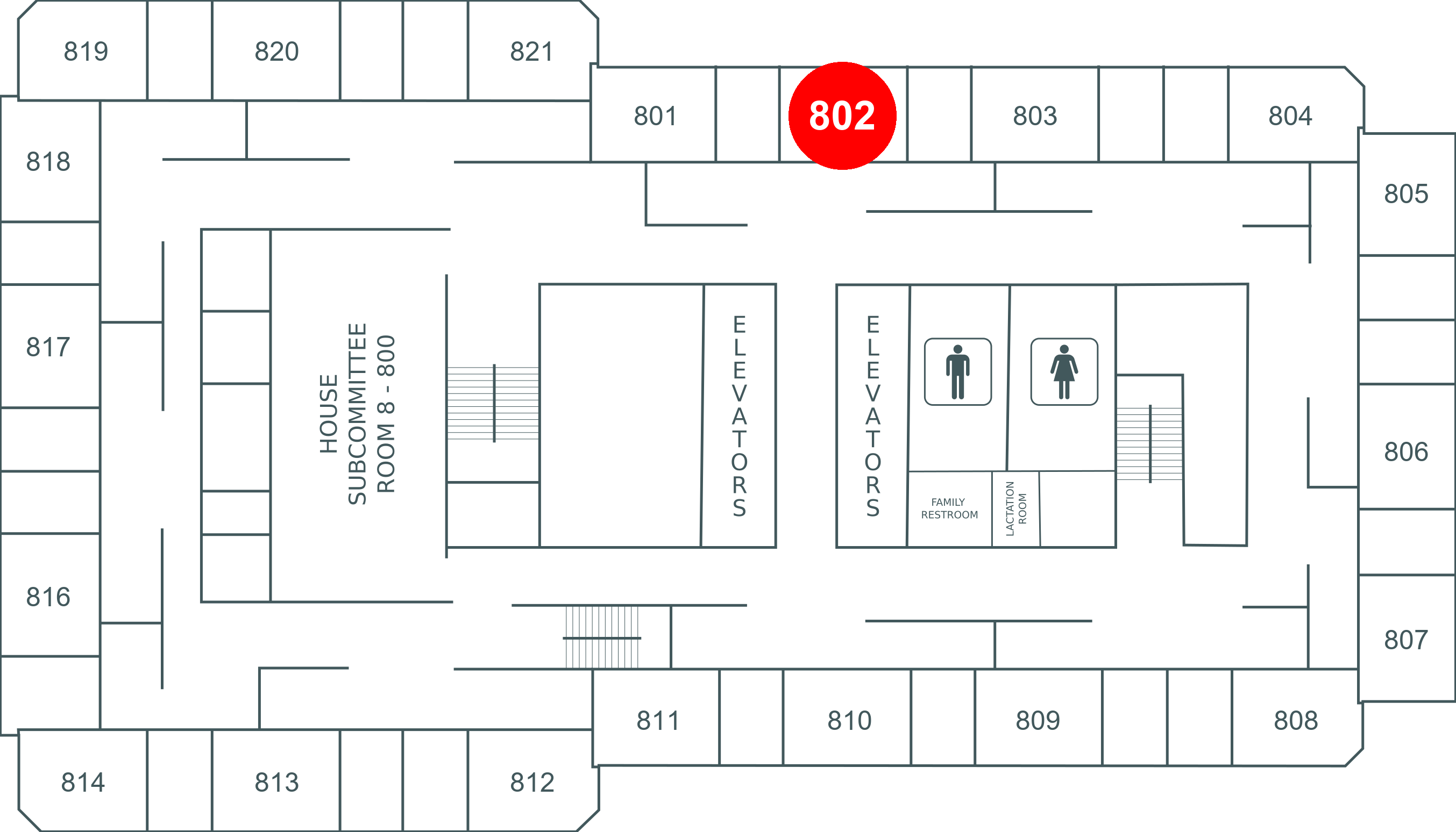 Floor map for room 802