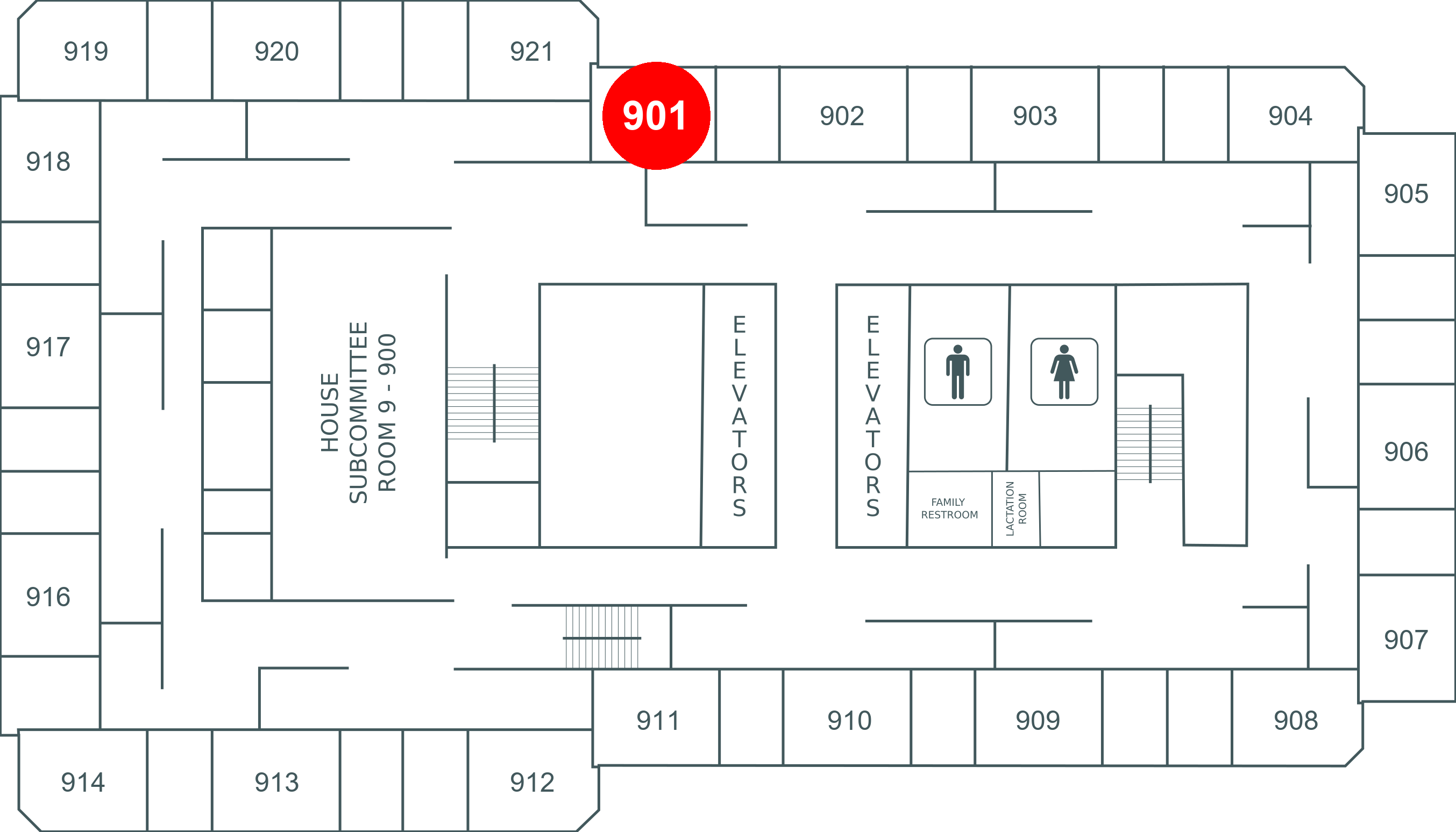 Floor map for room 901