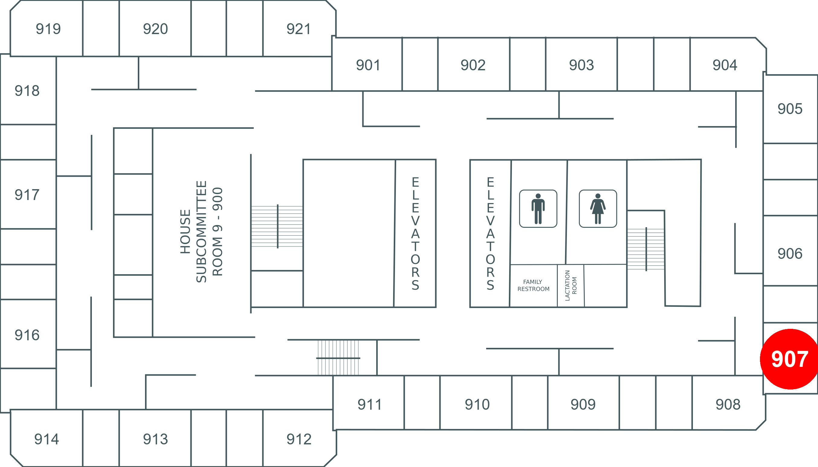 Floor map for room 907