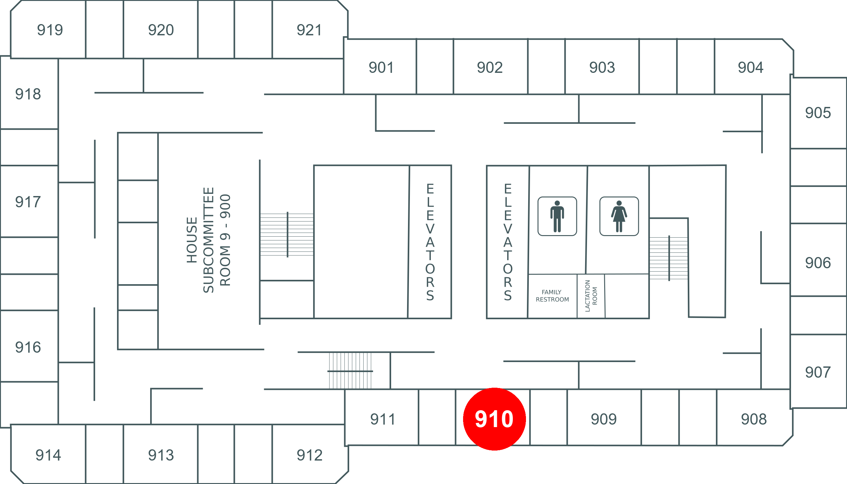 Floor map for room 910